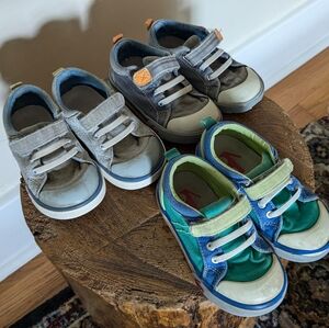 See Kai Run Toddler Size 8 Sneakers 3 pair bundle fair condition gray green blue
